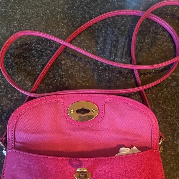 FOSSIL Monica Leather Pink Mini Convertible Crossbody Bag - Picture 11 of 14